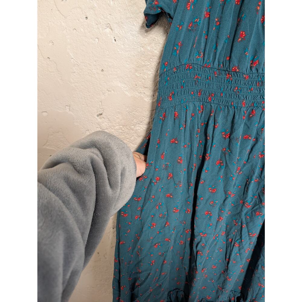 Torrid Green Ditsy Floral Milkmaid Ruffle Midi Dress - Picture 6 of 6